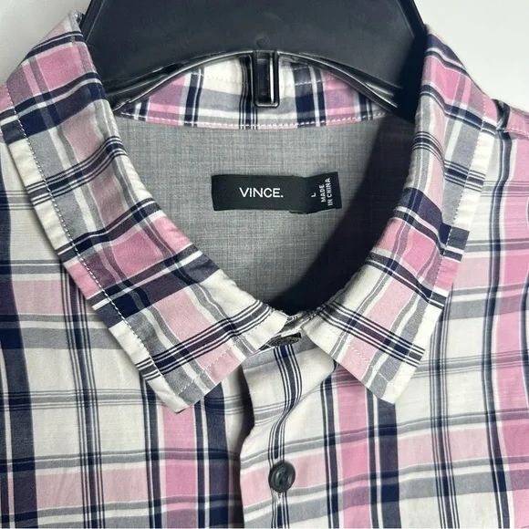 Vince Pink and Blue Casual Button Down Shirt, Large - Picture 4 of 9